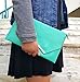 b.m.c BMC Fashionably Chic Noir Black Faux Leather Gold Metal Accent Envelope Style Statement Clutch