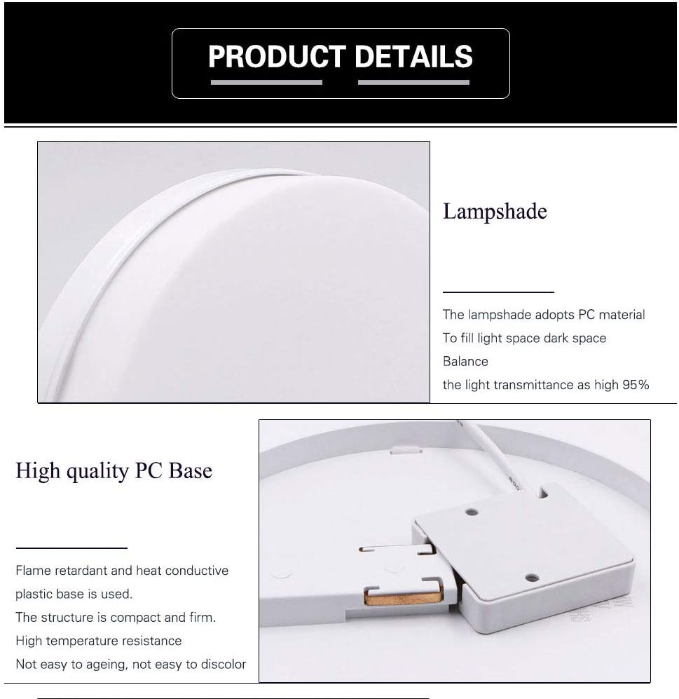 New Modern Led Ceiling Light 9 inch，36W Fixture with Round Close to Ceiling Lights, Daylight White 6000K, for Bedroom/Kitchen/Office/Dining Room Lighting，Installation is Very Simple - - 