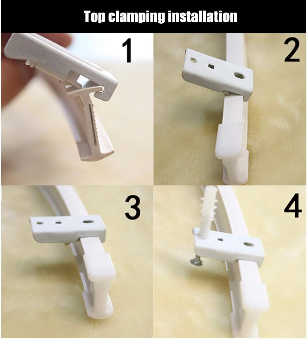 TOPWA 5 Meter Flexible Plastic PVC Curtain Track Runner Rail Wall Ceiling Mounted Fixing Hooks Shower Curtains Room Divider with Instruction Mounting Accessories Include White (Top clamping) - Image 3