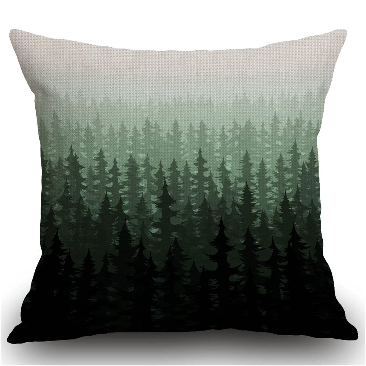 Smooffly Throw Pillow Case Watercolor Pine Trees Cushion Cover 18x18 inch Linen Square Throw Pillow Cover for Living Room Sofa Couch Bed Pillowcase 45cm x 45cm