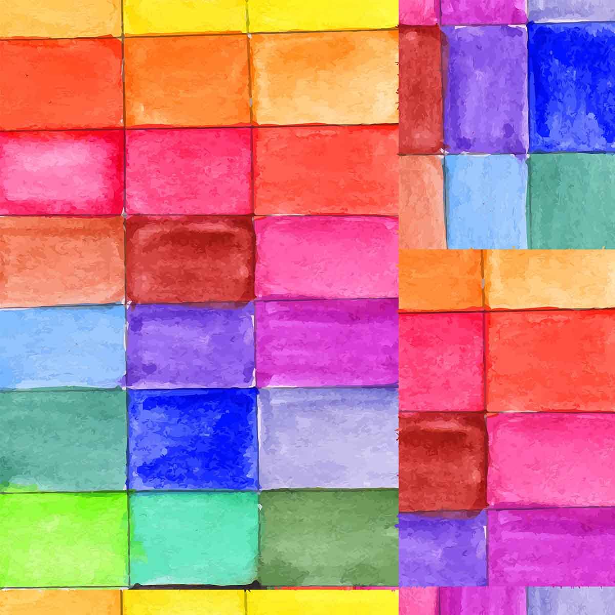 Colorful Geometric Fabric by The Yard,Rainbow Abstract Art Square Upholstery Fabric for Chairs,Multicolor Print Decorative Waterproof Outdoor Fabric,3 Yards,(L276*W150cm) Magenta Blue