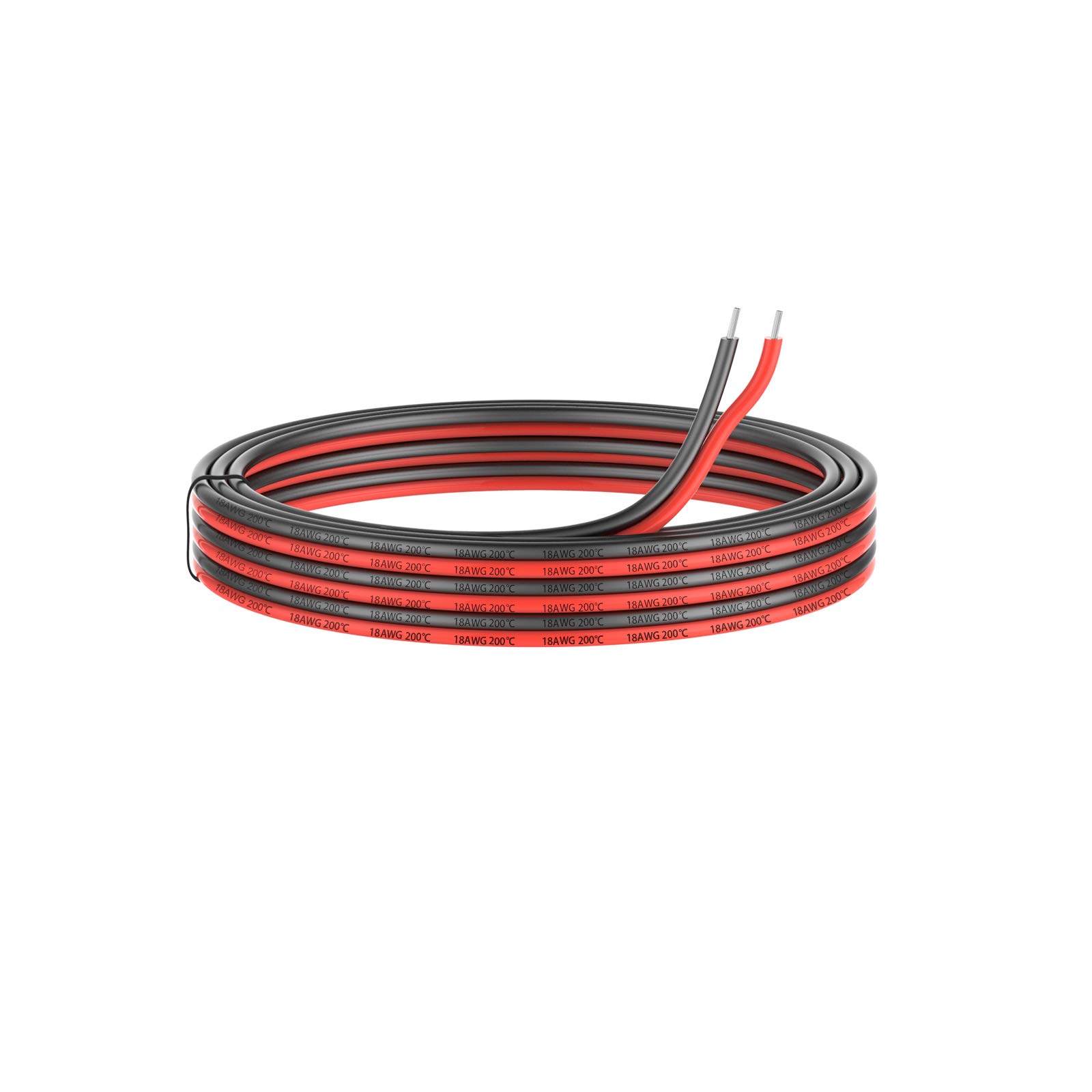 18awg 0.82mm² Electrical wire 2 Cores silicone wire 10 Meters [Black 5M Red 5M] 18 gauge 200 Celsius 600V flexible Extension cable cord Stranded Tinned copper wire Hookup Model lead wire