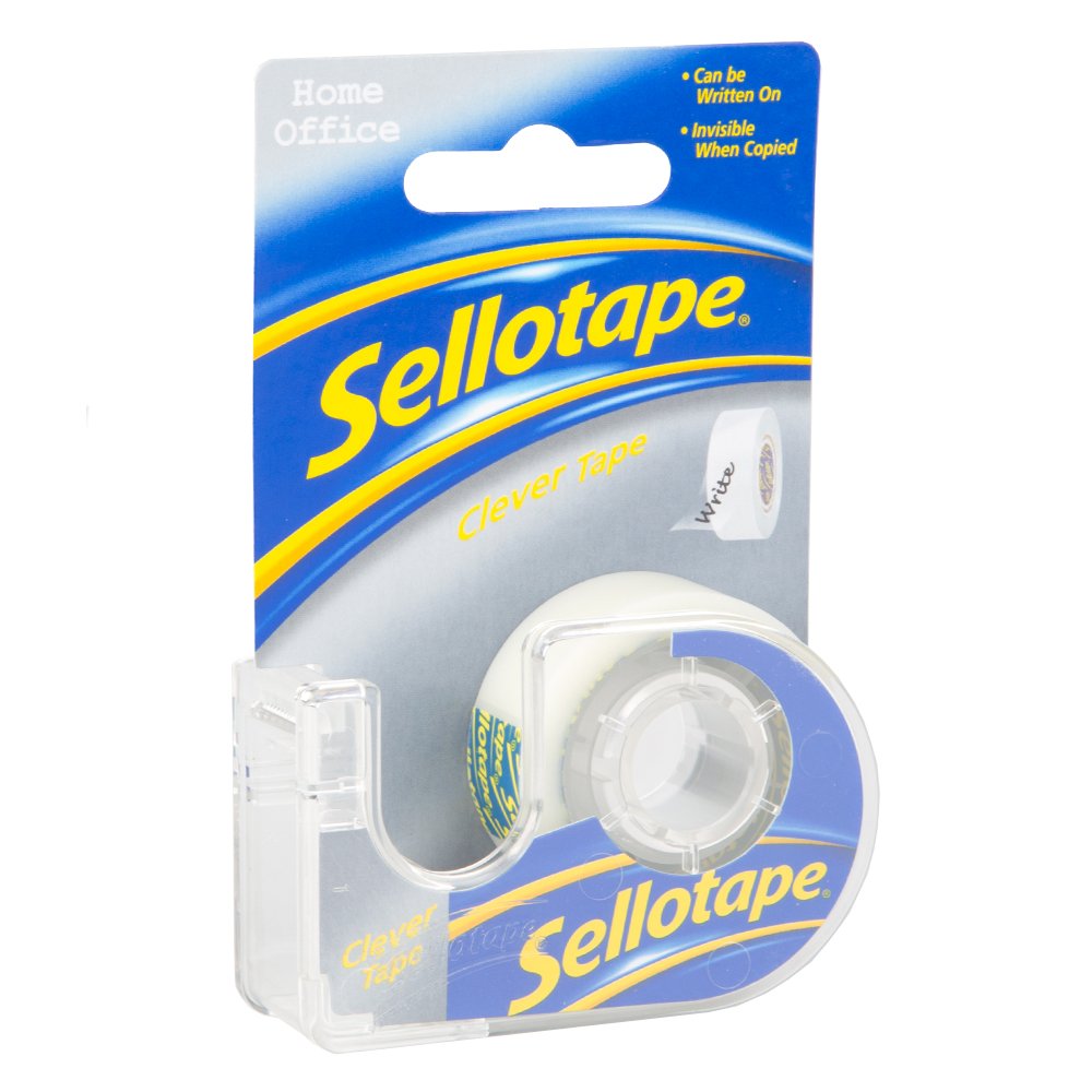 Sellotape clever invisible clear sticky tape 18mm x 15m x 1 single roll with dispenser