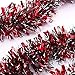 SANNO Christmas Tinsel Garland Holiday Party Ornament Red Tinsel Thick and Full 39.4ft Tinsel Sparkly Classic Party Ornaments Hanging Xmas Tree Ceiling Decorations