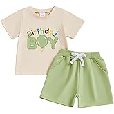 FYBITBO First 1st 2nd 3rd Birthday Baby Boy Outfit Birthday Boy Short Sleeve T-shirt And Shorts Summer Outfit Boy Clothes