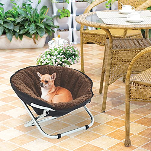 Etna Folding Pet Cot Chair Portable Round Fold Out Elevated Cat Bed