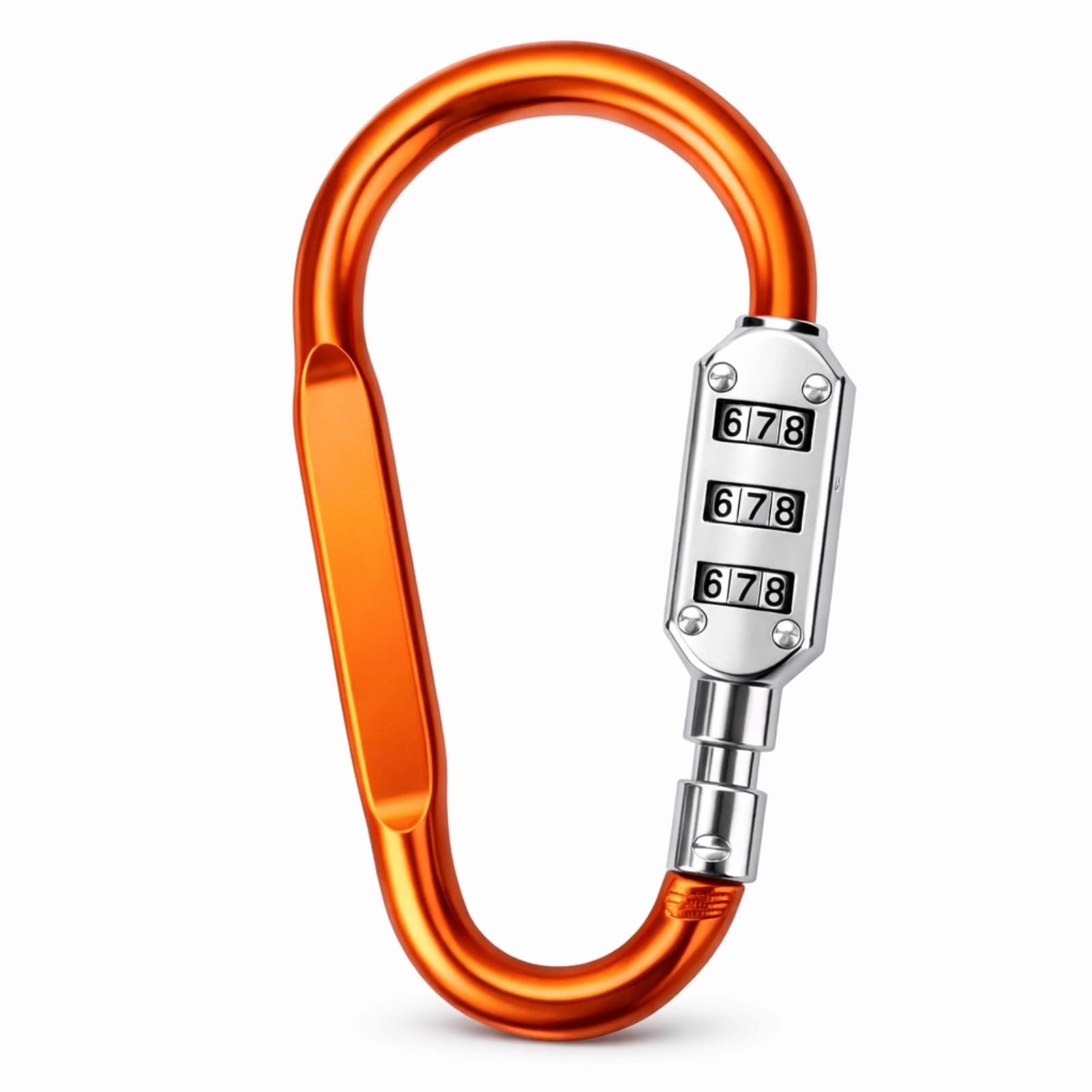 Carabiner Lock, D-Ring Chain Clip Hook Travel Bag Luggage Security Combination Lock Locking Carabiner Padlock(Orange)