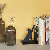 Balvi Fishing Cat Bookend Black Iron Decorative Library Figure 17cm view 3