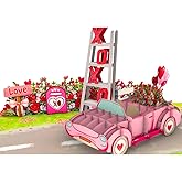 PIECE GIFT- VValentine Pop Up Card 3D – Romantic XO Love Car Design, Pop Up Valentines Card for Him Her, Wife, Unique Anniversary & Valentine’s Day Card, Handmade Love Pop Up Card with Envelope