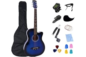 Rosefinch Acoustic Guitar Guitare Acoustique 38 inch Basswood Folk Guitar for Beginner Guitars with Bag Pick Capo Adults Musi