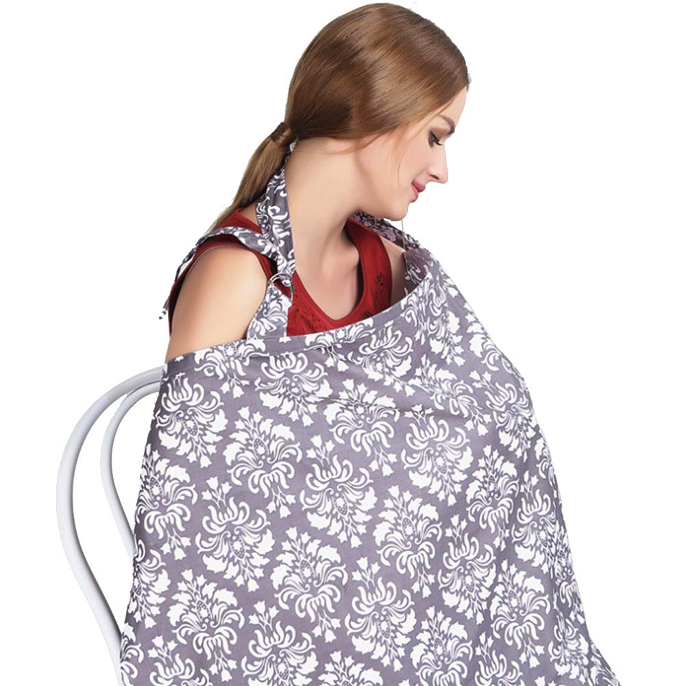 Boerni Large Nursing Cover, Breathable Breastfeeding Cover, Soft Breastfeeding Cover up for Full Privacy Breastfeeding Protection … (deep Grey)