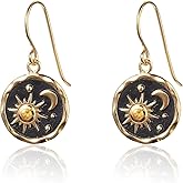 KaFu Retro Boho Sun and Moon Drop Dangle Earrings Unique lightweight Handmade Antiqued goldsilver Round coin Earrings for Women Girls Jewelry