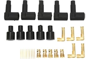 Acouto Spark Plug Coil Wire Boot Terminal Pin Kit for 6‑10mm Wires 30pcs Terminal Kit Spark Plug Rubber Boot Replacement