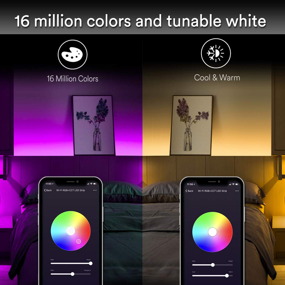 Smart Striscia led RGBWW - iLintek Wifi Strip Luci LED Strip Luce Impermeabile IP44 Illuminazione Striscia Flessibile Dimmerabile Luce Compatibile con Alexa and Google Home (2m- Striscia led)