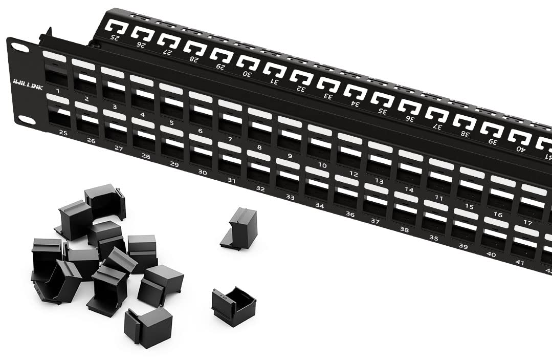 Photo 1 of ***FACTORY SEALED*** iwillink Blank 48-Port Keystone Patch Panel, 2U 19'' Rackmount/Wallmount with Metal Housing, Includes 24 Blank Inserts for Custom AV/Data Setups