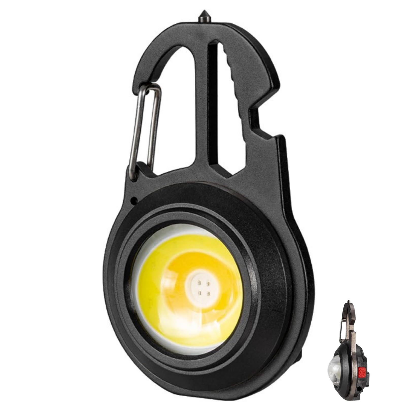 Rechargeable Keychain Light, 6 Modes, Emergency Window Hammer, 4-in-1 Screwdriver, 7-in-1 Spanner, Bottle Opener EDC