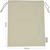Augbunny 100% Cotton 10- by 12-Inch Muslin Bags with Drawstring, 12-Pack