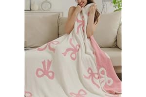 Luxape Bow Blanket Pink Bows Soft Throw Blanket Reversible Premium Cozy Fabric for Best Comfort - for Infant,Toddler,Newborn,Nursery,Girl,Throw,Crib,Stroller,Gift, (Pink Bows, 50x60 in)