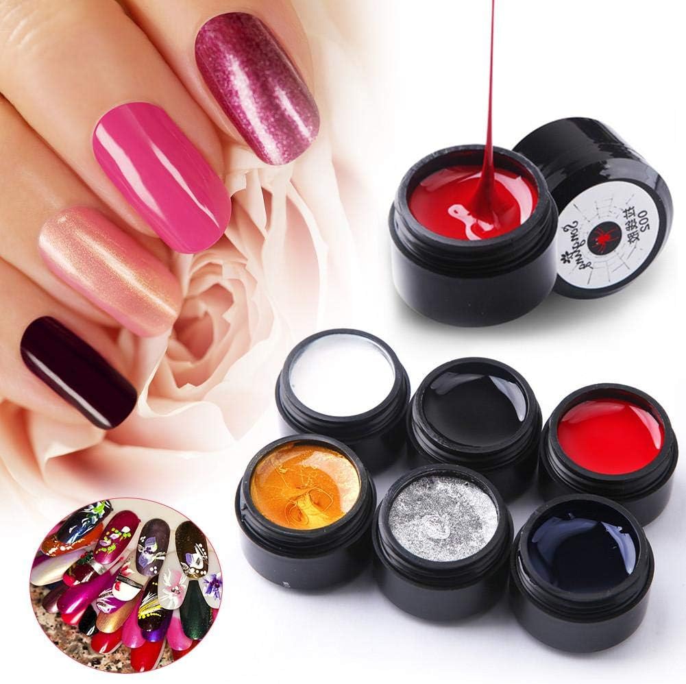 6 Colors Nail Spider Gel, Nail Art Spider Gel DIY Design Point To Line Drawing, Wire Drawing Spider Nail Art Gel Nail Polish