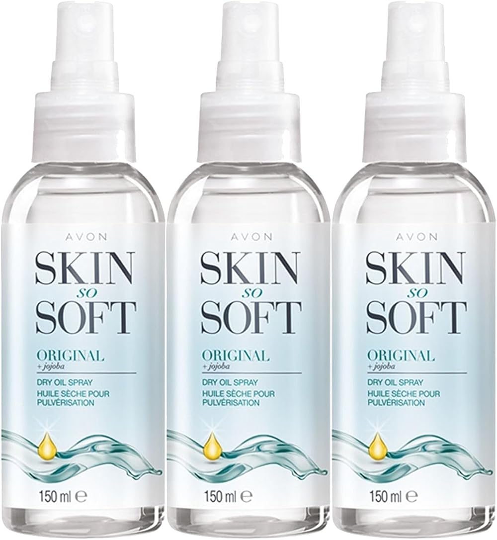 Avon Skin So Soft Dry Oil Spray with Jojoba Oil & Vitamin E, 3 x 150ml