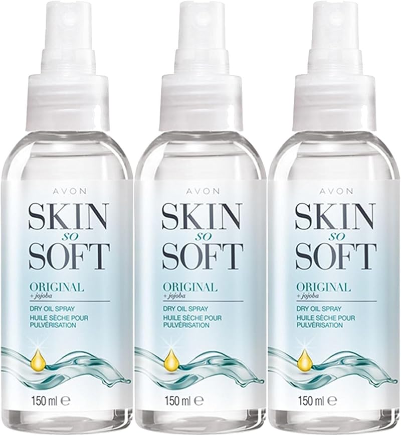 Avon Skin So Soft Dry Oil Spray with Jojoba Oil & Vitamin E, 3 x 150ml