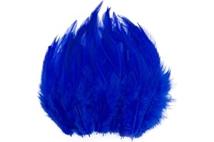 LWINGFLYER 100pcs Royal Blue Craft Feathers Saddle Hackle Rooster Feather 5-7 Inch Pheasant Neck Feathers for Jewelry Earrings Making Dream Catcher Decoration Crafts