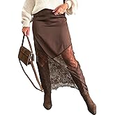 Women Lace Patchwork Skirts High Waist A Line Y2K Elegant Maxi Long Skirts Party Boho Skirt