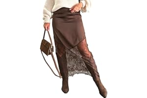 LUNOAKVO Women Lace Patchwork Skirts High Waist A Line Y2K Elegant Maxi Long Skirts Party Boho Skirt