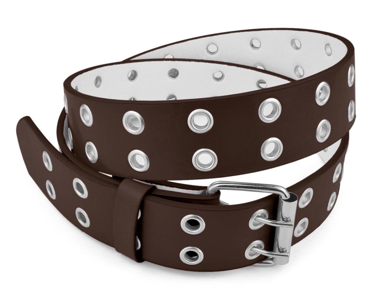 Double Grommet Leather Belt 2 Hole Grommet Belt for Women Men by Belle