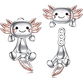 VONALA 925 Sterling Silver Black Cat Dog Hippo Snake Frog French Bulldog Bunny Cow Monkey Penguin Panda Pig Koala Fox Axolotl Stud Earrings for Women Hypoallergenic Gifts Birthday