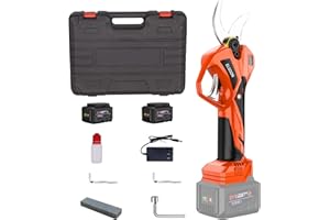 1.96Inch(50mm) Electric Pruning Shears, ELSOON 21V Brushless Fruit Tree Pruning Shears, Portable Cordless Garden Scissors Branch Shears with 2Pcs 2.0Ah Lithium Battery and Digital Display Screen