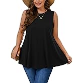 AusLook Plus Size Women's Tank Tops Summer Crew Neck Sleeveless Flowy Tops Business 2025 Basic Loose Dressy Work Shirts