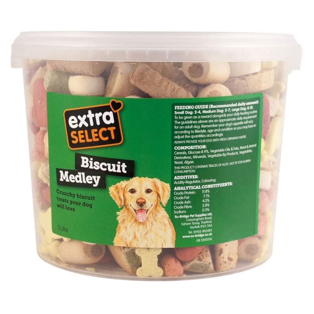 Extra Select Biscuit Medley Dog Treat Biscuits in a 3ltr Bucket (approx 560 biscuits)
