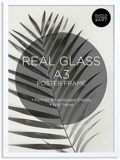 pf+a REAL GLASS White Picture Frame For A3 Poster Oxford White A3 Frame