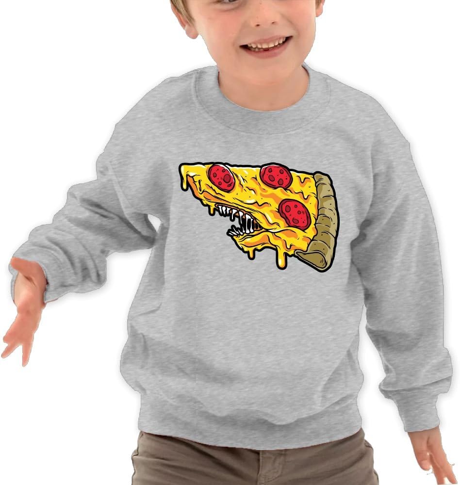Puppylol Funny Sea Pizza Shark Kids Classic Crew-neck Pullover Sweatshirt White