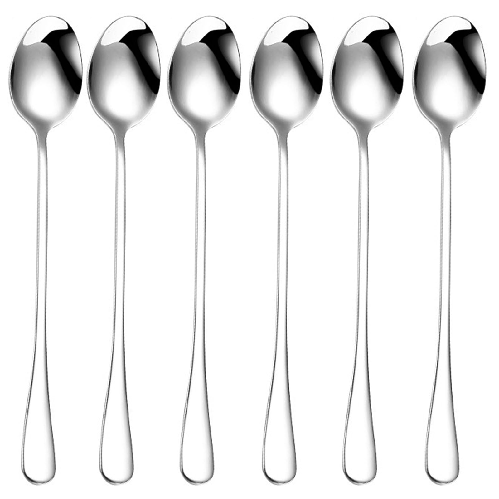 Latte Spoons, Pack of 6 Stainless Steel Macchiato Long Handle Ice Cream Stirring Spoon, 19.5cm Teaspoon for Dessert, Coffee, Sundae