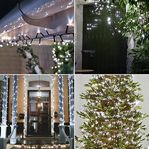 Christmas String Lights Solar Powered 33 Ft 100 LED 8 Modes Twinkle Lighting Fairy Light Outdoor Waterproof Tree Lamp for Party Garden Decor(White, 1)