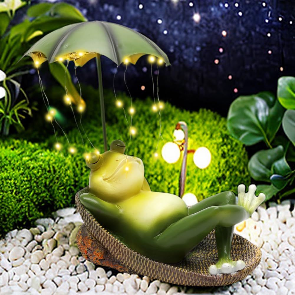 IVEOPPE Solar Frog Decorative Garden Figure Garden Decoration - Garden Decoration for Outdoor Use with 32 LEDs for Outdoor Garden Balcony Patio Room Garden Decoration Figures Gifts for Spring