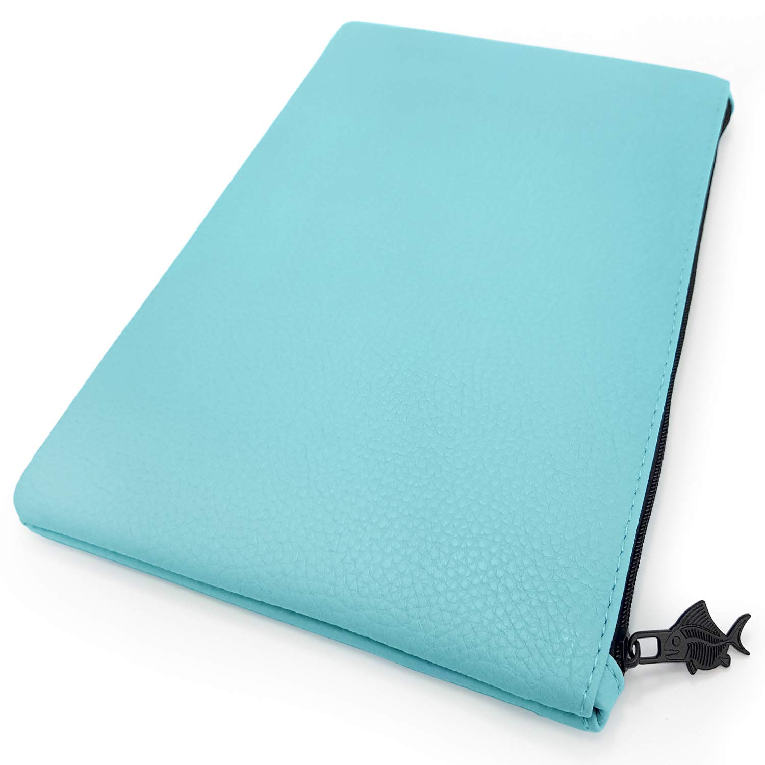Fat Belly Fish Faux Leather/Leather Look Pencil Case - Pastel Blue Large