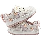 Fujedmog Y2K Cute Shoes Walking Sneakers for Women Chunky Pink Flower Bow Accents US 4-8