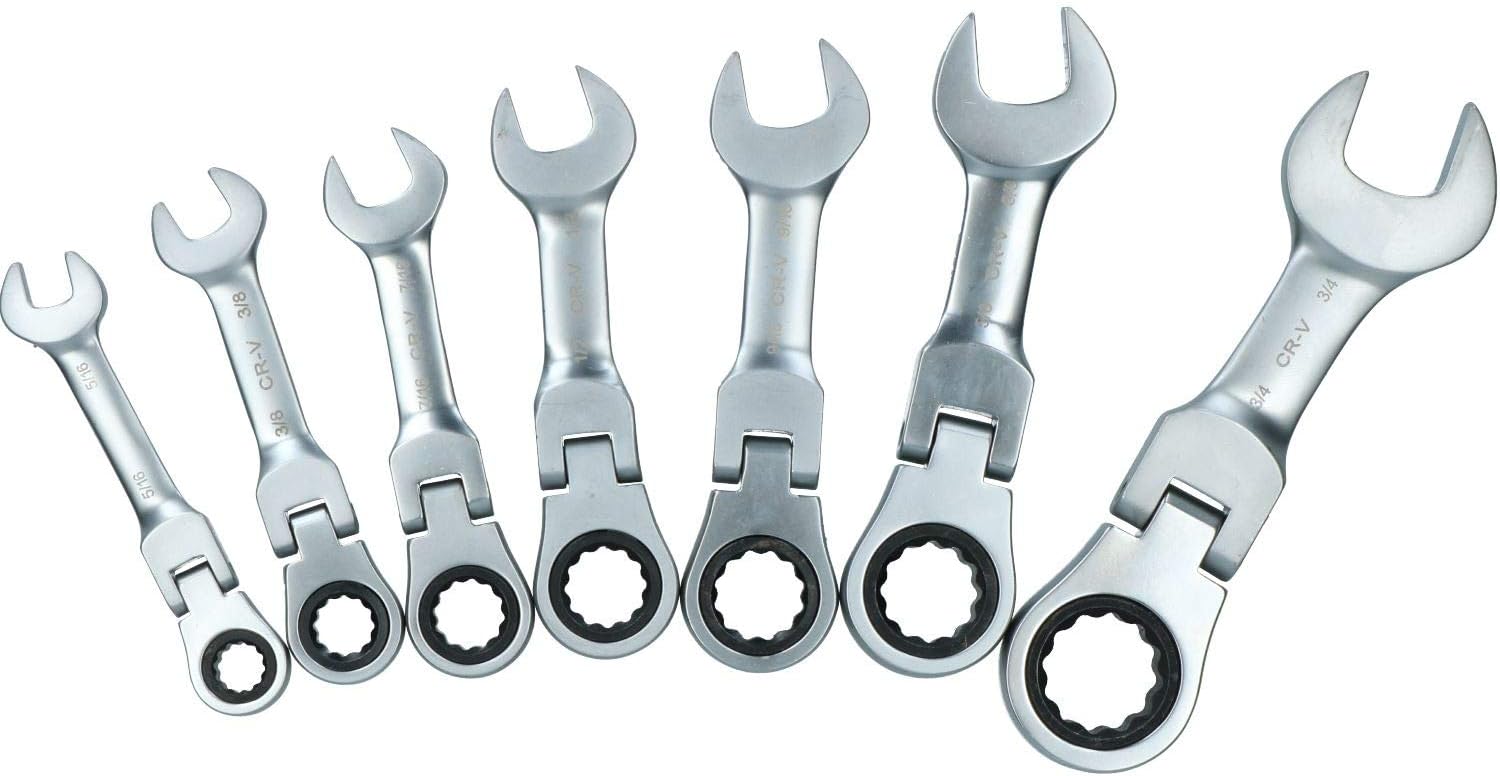 Imperial SAE AF Stubby Flexi Headed Ratchet Spanners Spanner 5/16” 3/