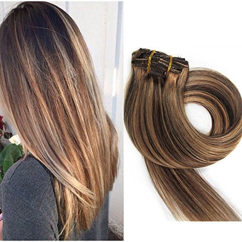 TheFashionWay Brazilian Human Hair Extensions Clip in Silky Straight