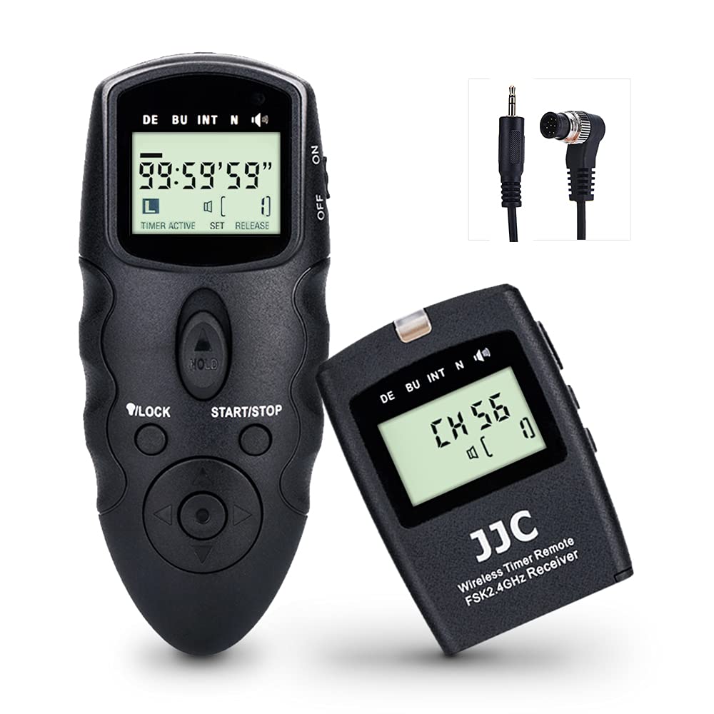 JJC Wireless Remote Shutter Release Control Set Time Lapse Intervalometer Timer for Nikon Z9 D850 D810 D800 D700 D500 D300s D300 D200 D100 D5 D4s D3s D2h D1h F100 F90 F6 F5