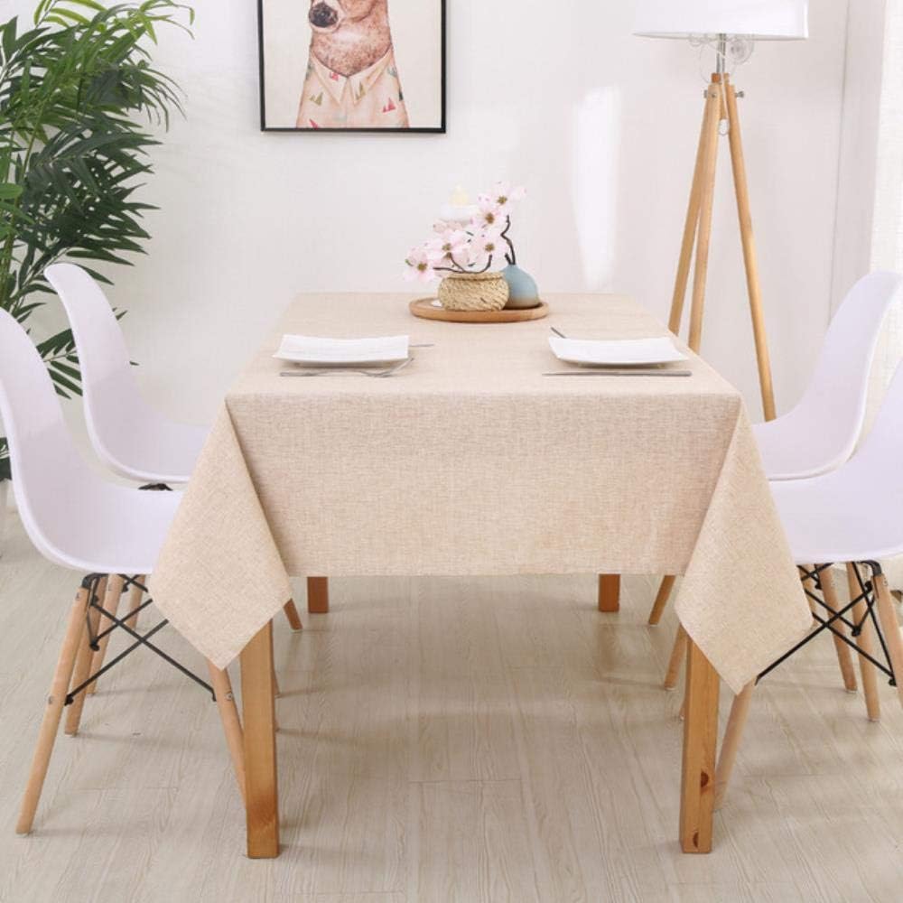 Csjunjie Linen Tablecloth Kitchen Table Solid Decorative Waterproof Oilproof Thick Rectangular Table Cover Tea Table Cloth Multi Color,Beige,60x60cm