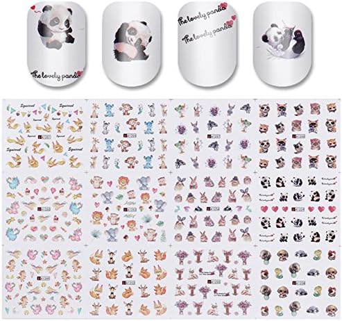 12 Patterns Cartoon Water Decal Cute Animal Manicure Nail Art Transfer Sticker