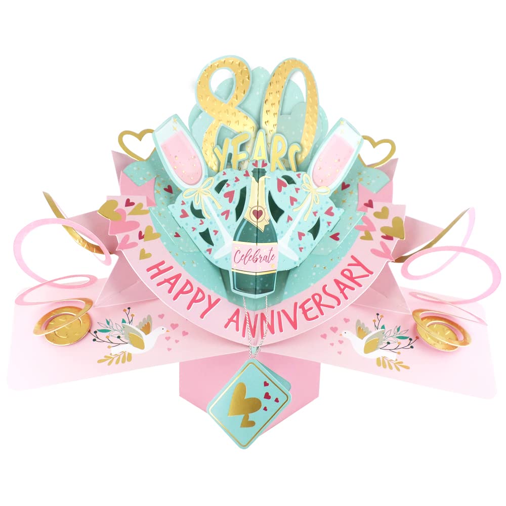 80 Years Happy 80th Anniversary Pop-Up Greeting Card Love Kate's 3D Pop Up Cards POP216MC80