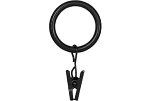 Kenney Window Curtain Clip Rings, Set of 14, Black