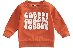 Xinhuida Toddler Boys Girls Thanksgiving Sweatshirts Baby Gobble Turkey Printed Long Sleeve T-Shirt Tops Pullover Clothes