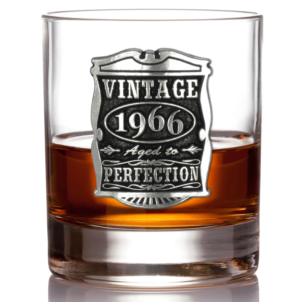 English Pewter Company Vintage Years 1966 60th Birthday or Anniversary Whisky Glass Tumbler - Unique Gift Idea for Men [VIN002]