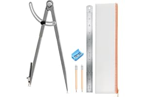 LDVROH 12 inch Compass for Geometry, Compass for Woodworking, Precision Woodworking Compass with Wing Divider and Pencil Holder, Large Compass for Geometry, Woodworking Compass, Drafting, Drawing Compass